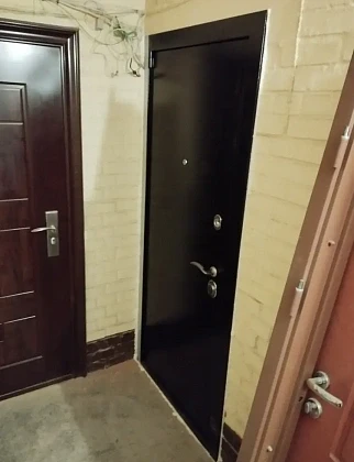 Фото двери Гранит М8 барк - 090 Черный кварц с зеркальной тонированной вставкой 10 мм в интерьере